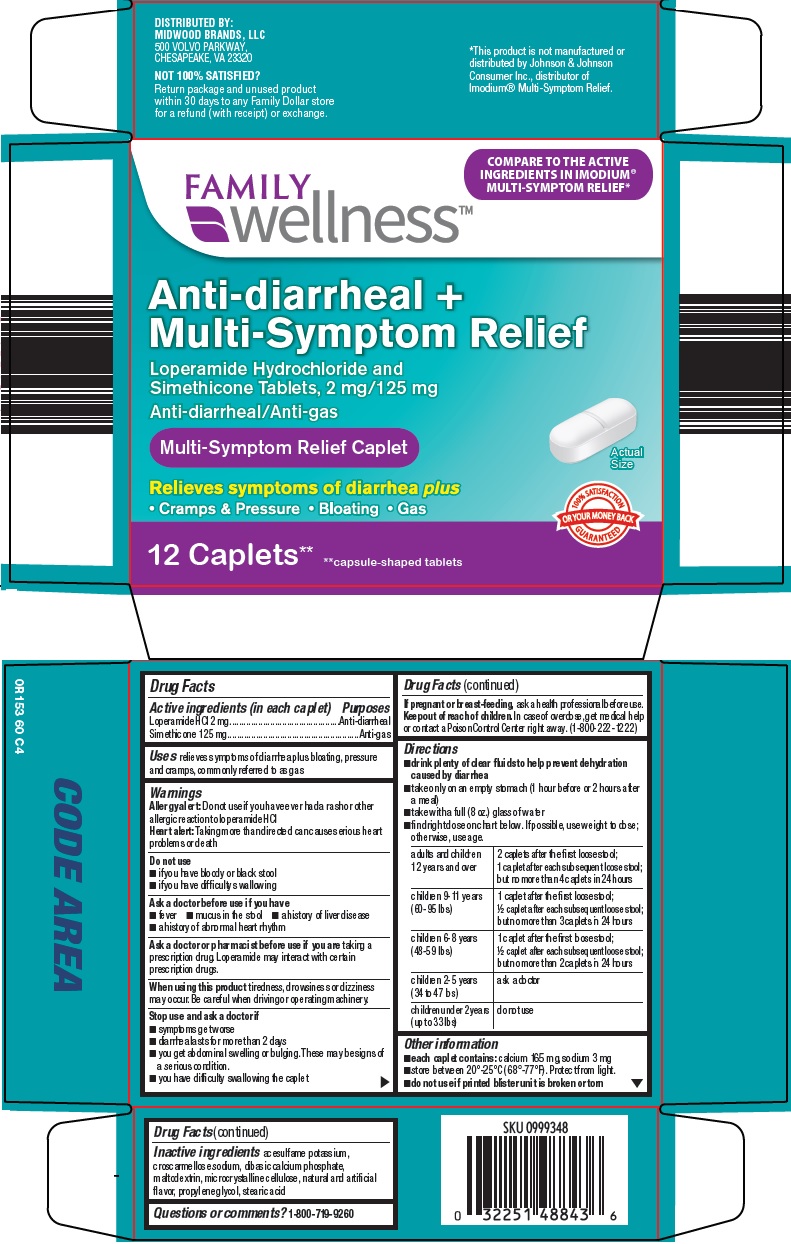 NDC 55319 106 Family Wellness Anti Diarrheal Plus Multi Symptom Relief 